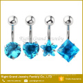 316L acier chirurgical bleu zircon cubique nombril Belly Ring